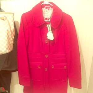 Tulle red military/pea coat large.